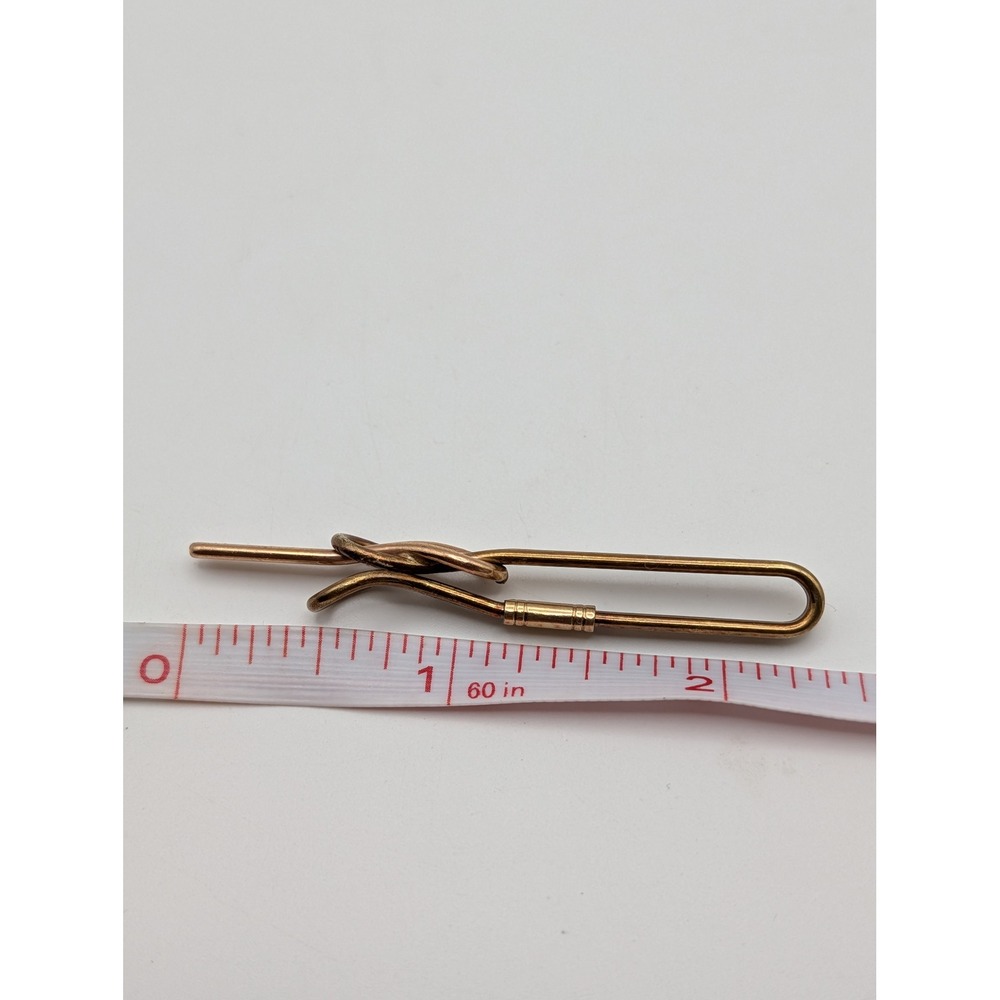 Vintage Krementz Gold Tone Money Clip Tie Bar Love Knot Design Signed USA 2.5" - Picture 8 of 9
